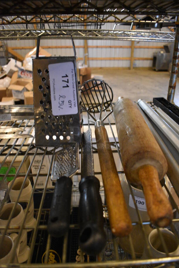 ALL ONE MONEY! Lot of Various Items Including Grater, Masher, Zester and Rolling Pin!