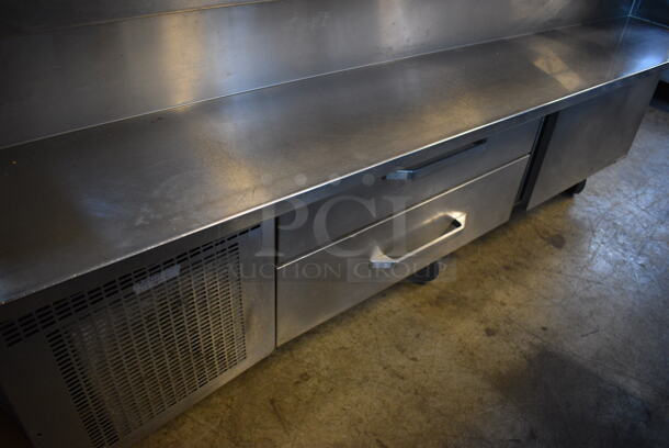 GREAT! Randell Stainless Steel Commercial Prep Station w/ 2 Drawers, Door and 2 Lids on Commercial Casters. 84x41.5x37. Tested and Powers On But Does Not Get Cold - Image 6 of 9