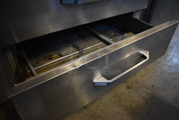 GREAT! Randell Stainless Steel Commercial Prep Station w/ 2 Drawers, Door and 2 Lids on Commercial Casters. 84x41.5x37. Tested and Powers On But Does Not Get Cold - Image 7 of 9