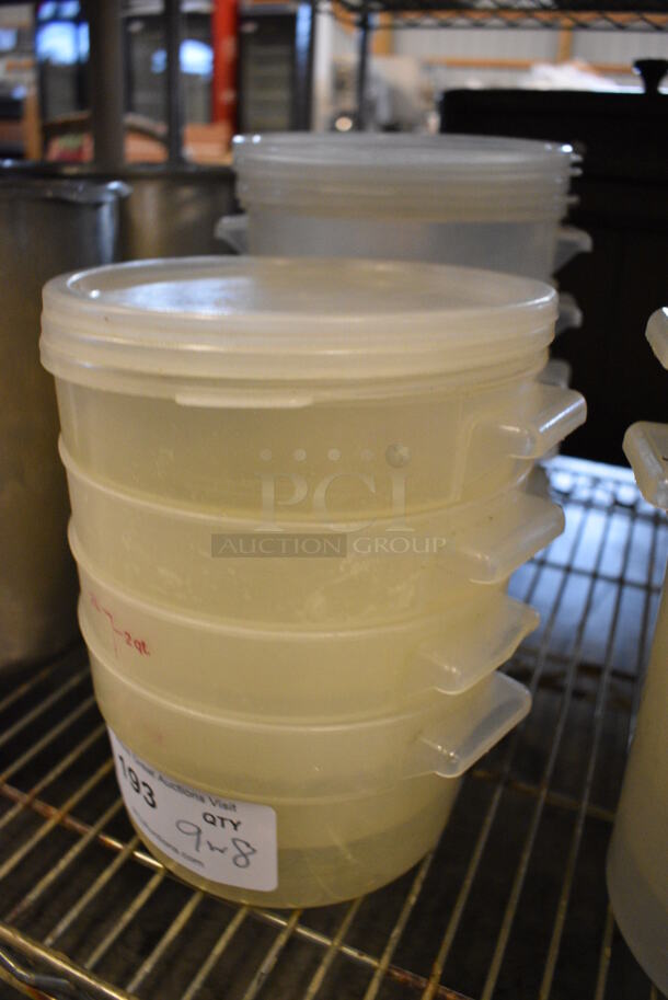 9 Clear Poly Containers w/ 8 Lids. 7x8x4.5. 9 Times Your Bid! - Image 2 of 2