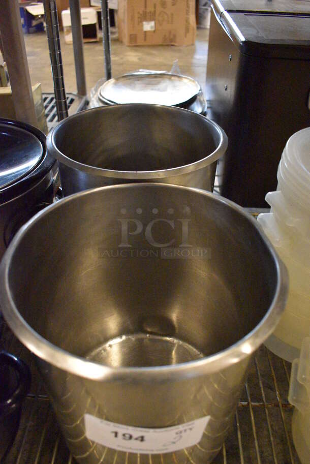 2 stainless Steel Cylindrical Drop In Bins. 9.5x9.5x10. 2 Times Your Bid! - Image 2 of 2
