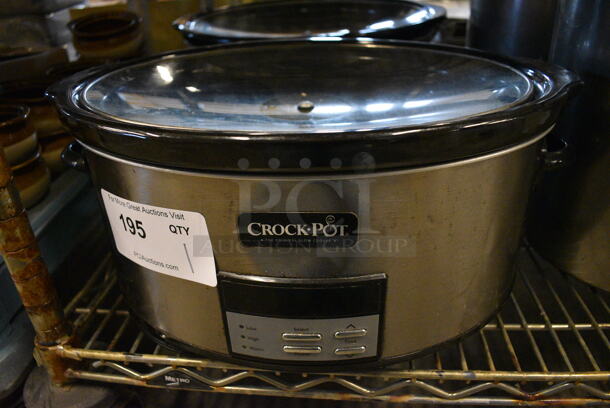 Crock Pot Stainless Steel Countertop Slow Cooker w/ Lid. 16x12x9