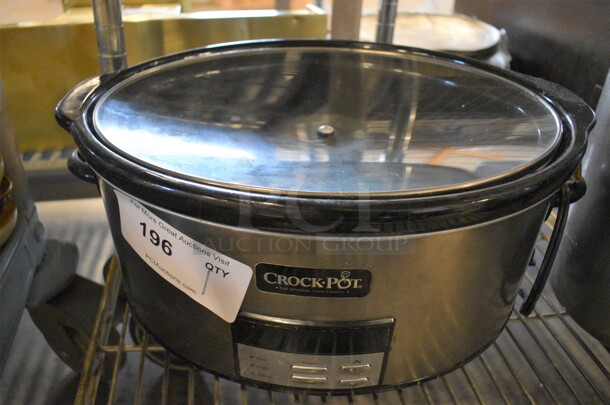 Crock Pot Stainless Steel Countertop Slow Cooker w/ Lid. 16x12x9