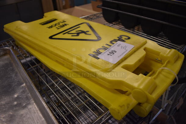 3 Various Yellow Poly Wet Floor Caution signs. 11x2x26. 3 Times Your Bid!