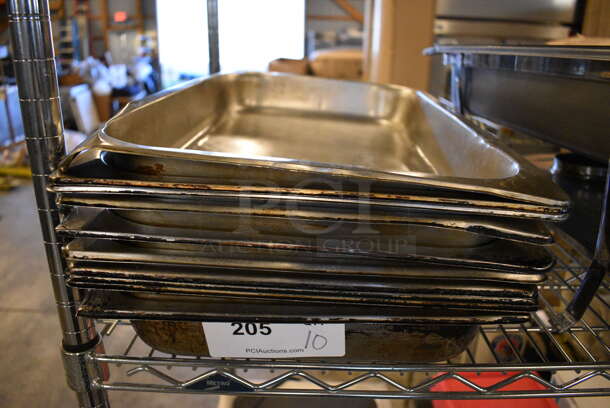 10 Stainless Steel Full Size Drop In Bins. 1/1x2. 10 Times Your Bid!