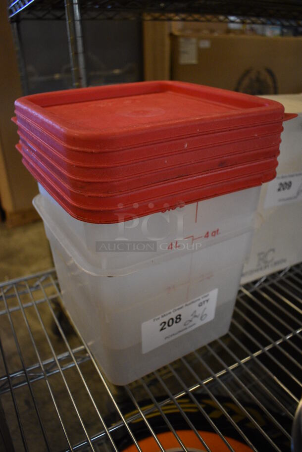 2 Poly Containers w/ 6 Red Poly Lids. 8.5x8.5x7. 2 Times Your Bid! - Image 2 of 2