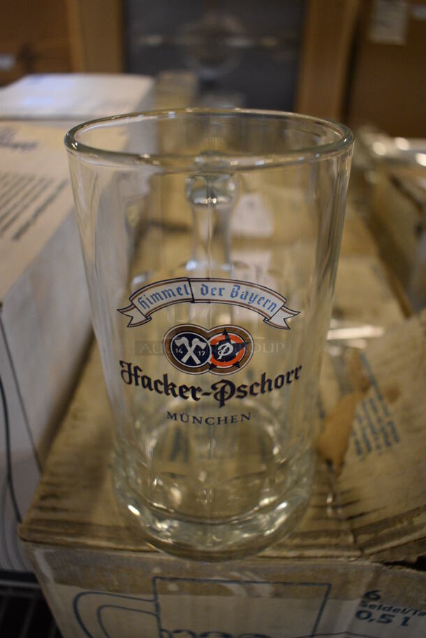 6 BRAND NEW IN BOX! Hacker-Pschorr Munchen Beverage Glasses. 5x3.5x6. 6 Times Your Bid!