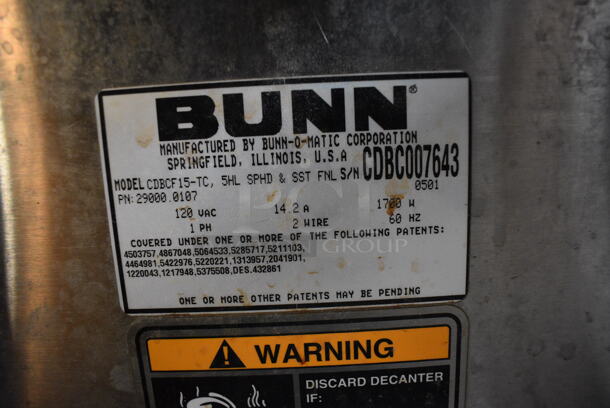 NICE! Bunn Model CDBCF15-TC Stainless Steel Commercial Countertop Coffee Machine w/ Hot Water Dispenser and Metal Brew Basket. 120 Volts, 1 Phase. 18x20.5x18 - Image 4 of 4