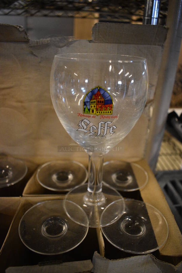 6 BRAND NEW IN BOX! Leffe Wine Glasses. 3.5x3.5x7. 6 Times Your Bid!