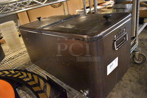 Brown Metal Bin w/ Lid. 15.5x31x15 - Image 2 of 3
