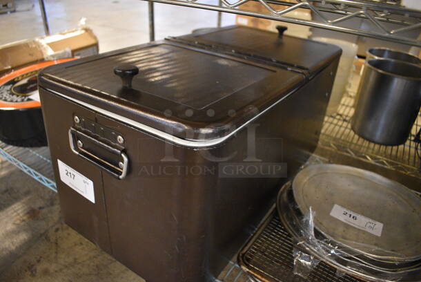 Brown Metal Bin w/ Lid. 15.5x31x15 - Image 3 of 3