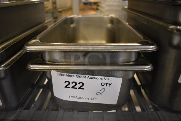 2 Stainless Steel 1/3 Size Drop In Bins. 1/3x4. 2 Times Your Bid!