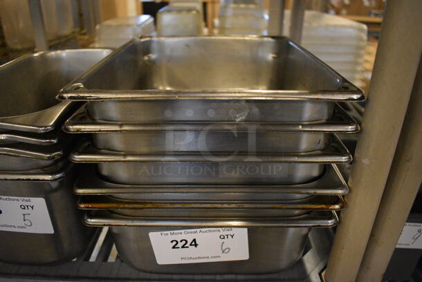 6 Stainless Steel 1/2 Size Drop In Bins. 1/2x4. 6 Times Your Bid!
