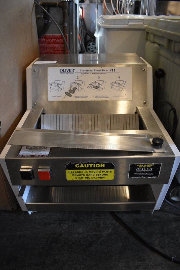 SWEET! Oliver Model 711 Metal Commercial Countertop Bread Loaf Slicer. 115 Volts, 1 Phase. 26x29x21.5. Tested and Working! - Image 1 of 7