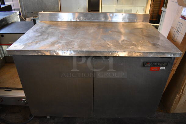 GREAT! True Model TWT-48 Stainless Steel Commercial 2 Door Work Top Cooler on Commercial Casters. 115 Volts, 1 Phase. 48.5x30x39. Tested and Working! - Image 1 of 8