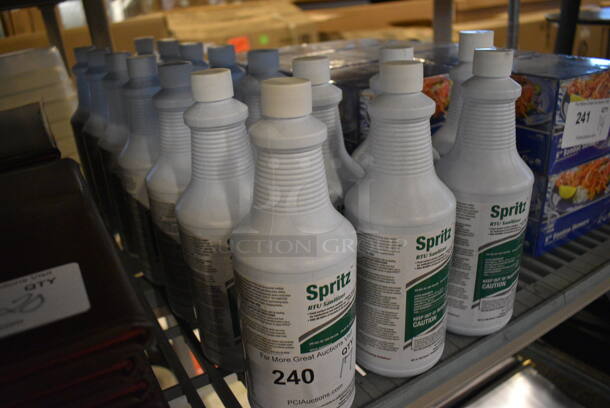 17 Bottles; 16 Spritz RTU Sanitizer and 1 Sani-Turge Non Acid Bowl and Bathroom Cleaner. 3.5x3.5x10. 17 Times Your Bid! - Image 2 of 3
