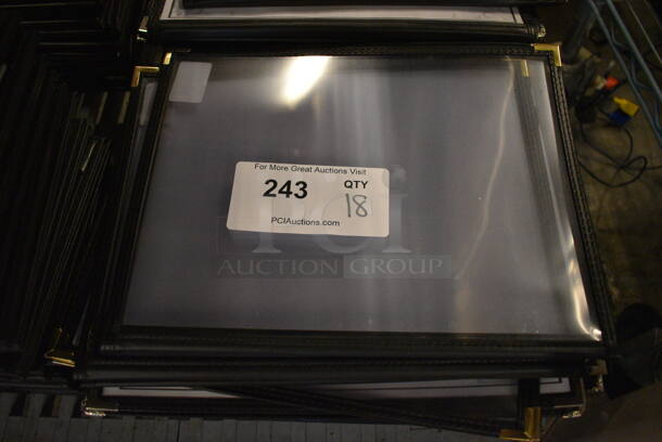 18 Black and Clear Menu Covers. 9x11.5. 18 Times Your Bid! - Image 1 of 3