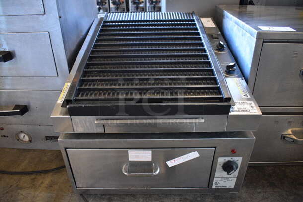 WOW! Gold Medal Model 8160/8170 Stainless Steel Commercial Countertop Electric Powered Fence Grill and Bun Warmer Combo Unit. 120 Volts, 1 Phase. 23x28x19. Tested and Working!