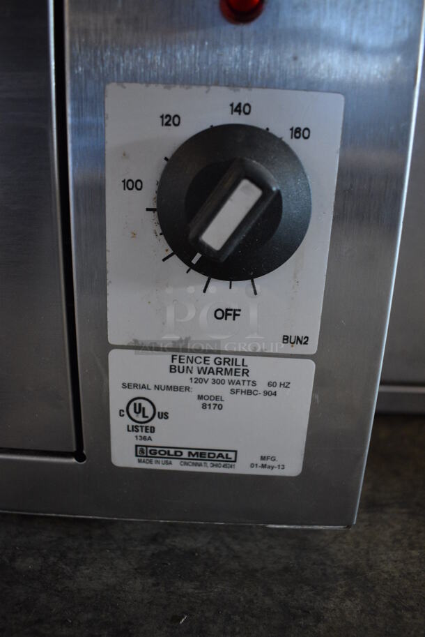 WOW! Gold Medal Model 8160/8170 Stainless Steel Commercial Countertop Electric Powered Fence Grill and Bun Warmer Combo Unit. 120 Volts, 1 Phase. 23x28x19. Tested and Working! - Image 3 of 10
