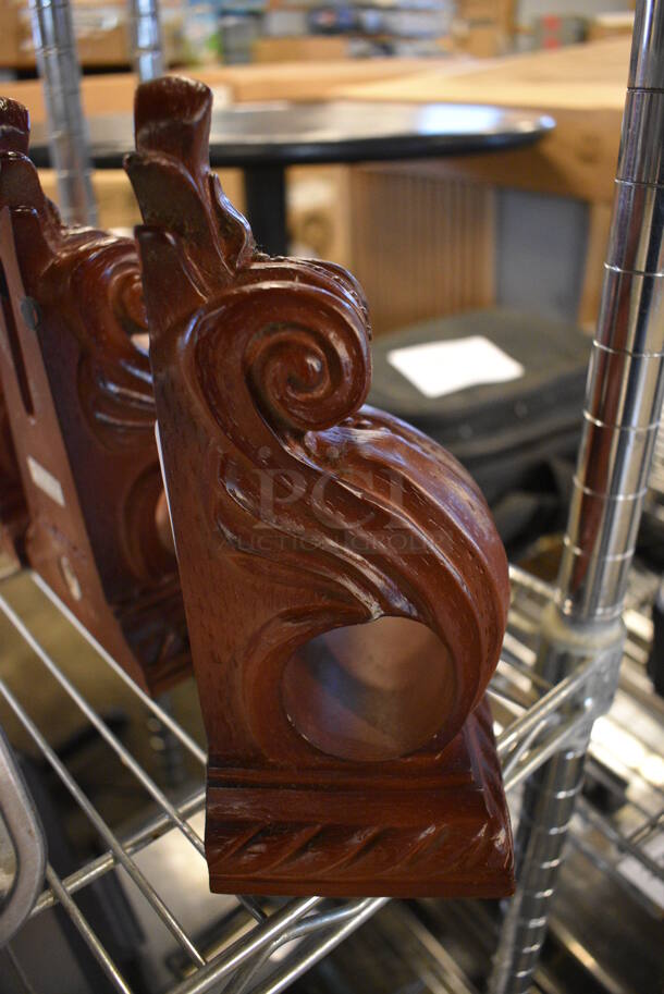 4 Wood Pattern Bookends. 4.5x3.5x8. 4 Times Your Bid! - Image 2 of 3