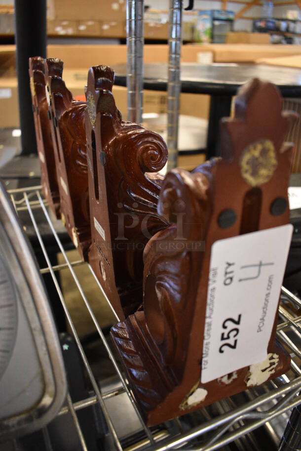 4 Wood Pattern Bookends. 4.5x3.5x8. 4 Times Your Bid! - Image 3 of 3