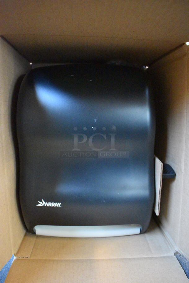 3 BRAND NEW IN BOX! Array Gray Poly Wall Mount Paper Towel Dispensers. 12.5x9x15. 3 Times Your Bid!