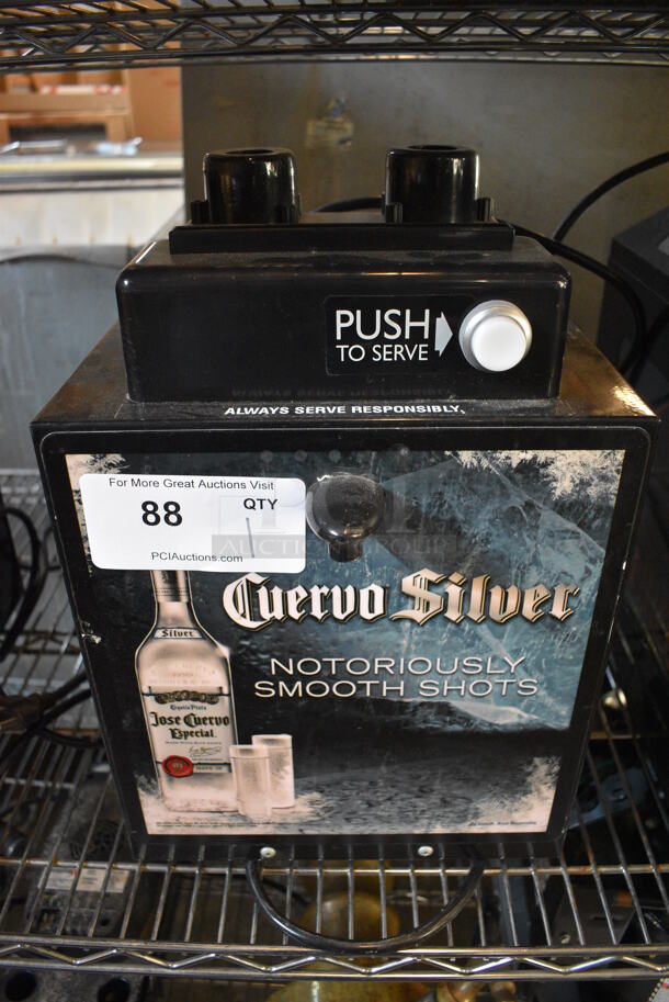 Metal Commercial Countertop Cuervo Silver Shot Dispenser. 110-120 Volts, 1 Phase. 11.5x13x17. Tested and Powers On!