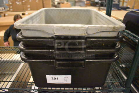 4 Poly Bus Bins. 21x16x7. 4 Times Your Bid!