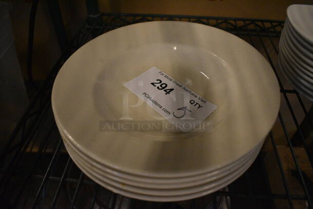 5 White Ceramic Pasta Plates. 9x9x2. 5 Times Your Bid!