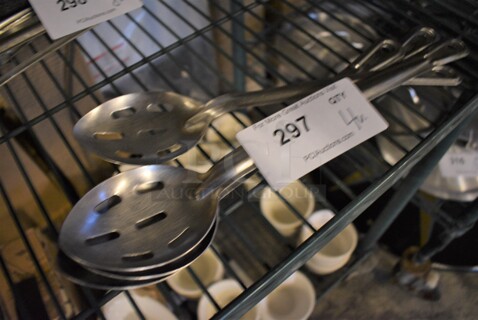 4 Metal Straining Serving Spoons. Includes 15". 4 Times Your Bid!