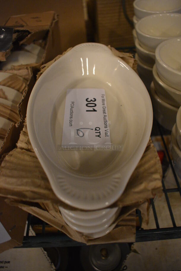 6 White Ceramic Single Serving Casserole Dishes. 10x5x1.5. 6 Times Your Bid!