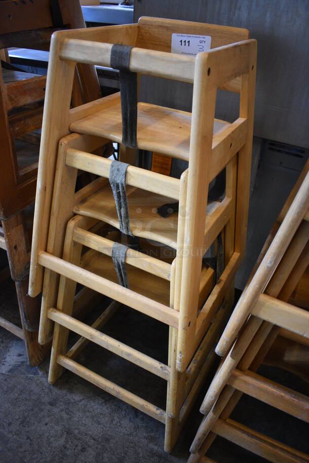 3 Wood Pattern High Chairs. 19x20x29. 3 Times Your Bid! - Image 2 of 4