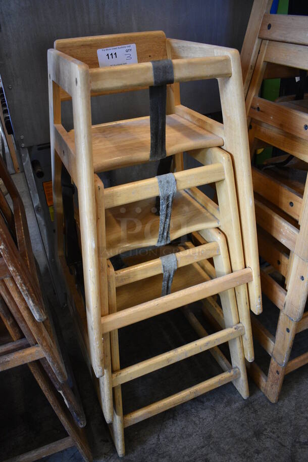 3 Wood Pattern High Chairs. 19x20x29. 3 Times Your Bid! - Image 3 of 4