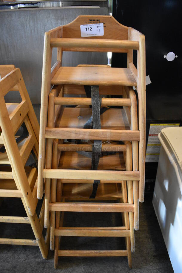 4 Wood Pattern High Chairs. 19x20x29. 4 Times Your Bid!