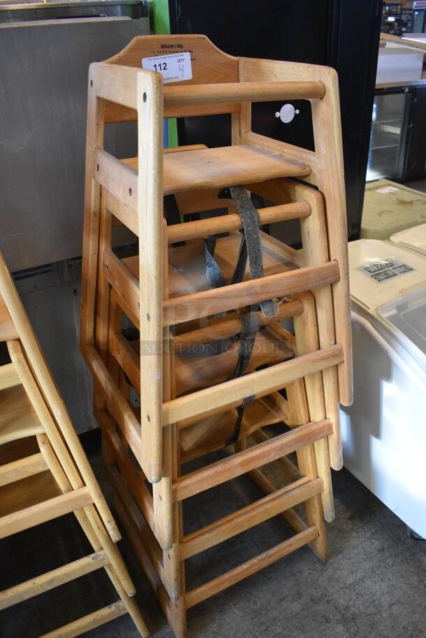 4 Wood Pattern High Chairs. 19x20x29. 4 Times Your Bid! - Image 2 of 4