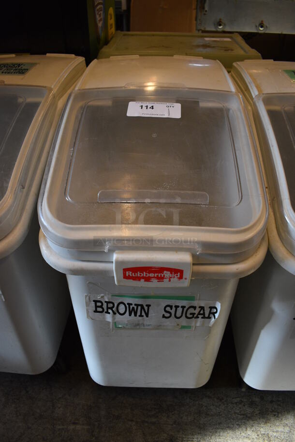 Rubbermaid White Poly Portable Ingredient Bin on Commercial Casters. 16x29x29 - Image 1 of 5