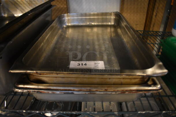 3 Stainless Steel Full Size Drop In Bins. 1/1x2. 3 Times Your Bid!