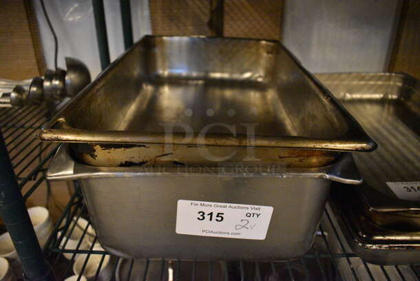 2 Stainless Steel Full Size Drop In Bins. 1/1x4, 1/1x6. 2 Times Your Bid!