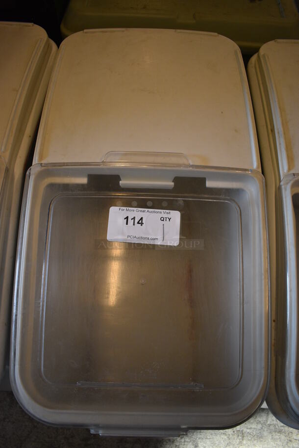Rubbermaid White Poly Portable Ingredient Bin on Commercial Casters. 16x29x29 - Image 4 of 5
