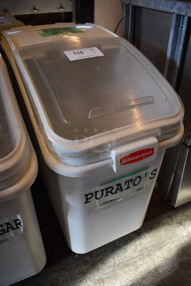 Rubbermaid White Poly Portable Ingredient Bin on Commercial Casters. 16x29x29 - Image 2 of 4