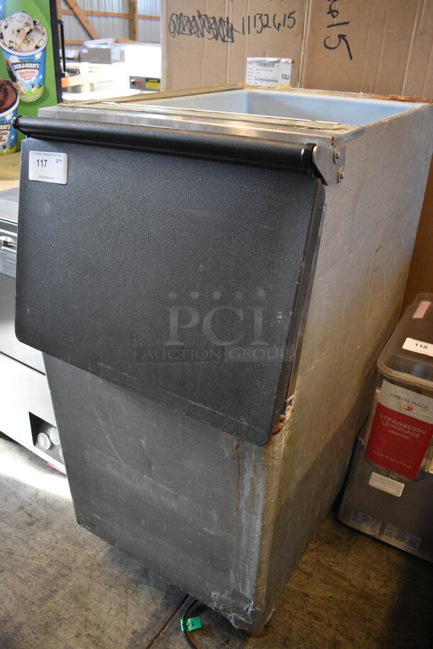 Metal Commercial Ice Machine Bin w/ Poly Flap Lid. 23x34x46.5 - Image 2 of 4