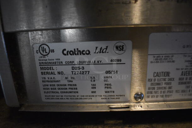 NICE! 2014 Crathco Model D25-3 Stainless Steel Commercial Countertop 2 Hopper Refrigerated Beverage Machine. 115 Volts, 1 Phase. 17x16x28. Tested and Working! - Image 7 of 7