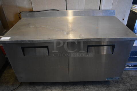 SWEET! 2017 True Model TWT-60-HC Stainless Steel Commercial 2 Door Work Top Cooler on Commercial Casters. 115 Volts, 1 Phase. 60x30x39.5. Tested and Working!