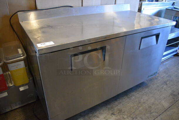 SWEET! 2017 True Model TWT-60-HC Stainless Steel Commercial 2 Door Work Top Cooler on Commercial Casters. 115 Volts, 1 Phase. 60x30x39.5. Tested and Working! - Image 3 of 6
