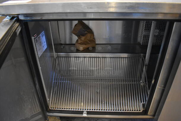 SWEET! 2017 True Model TWT-60-HC Stainless Steel Commercial 2 Door Work Top Cooler on Commercial Casters. 115 Volts, 1 Phase. 60x30x39.5. Tested and Working! - Image 4 of 6