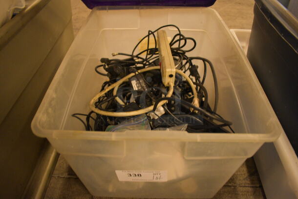 ALL ONE MONEY! Lot of Various Wires and Power Strips In Poly Bin!