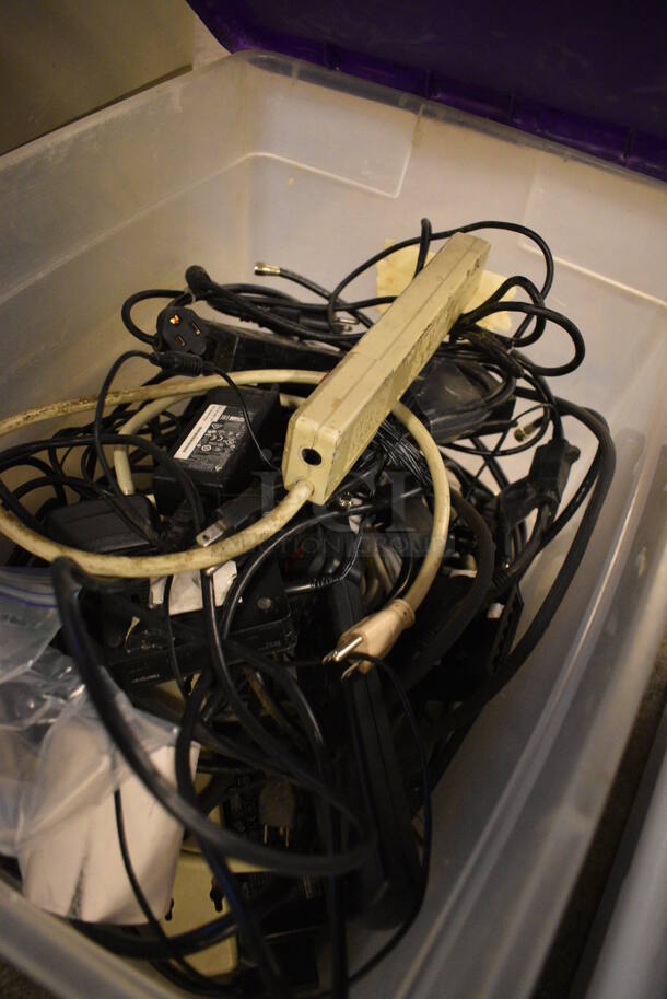 ALL ONE MONEY! Lot of Various Wires and Power Strips In Poly Bin! - Image 3 of 3