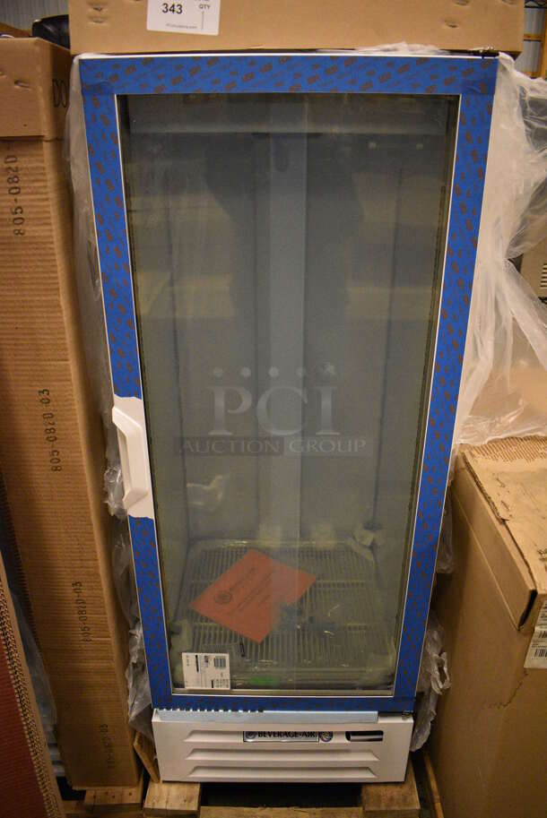 BRAND NEW! Beverage Air Model LV12HC-1-W Metal Commercial Single Door Reach In Cooler Merchandiser w/ Poly Coated Racks. 115 Volts, 1 Phase. 24x24.5x62. Tested and Working! - Image 1 of 6