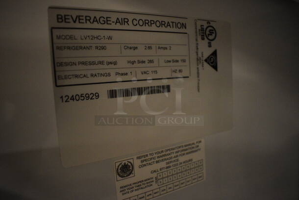 BRAND NEW! Beverage Air Model LV12HC-1-W Metal Commercial Single Door Reach In Cooler Merchandiser w/ Poly Coated Racks. 115 Volts, 1 Phase. 24x24.5x62. Tested and Working! - Image 4 of 6