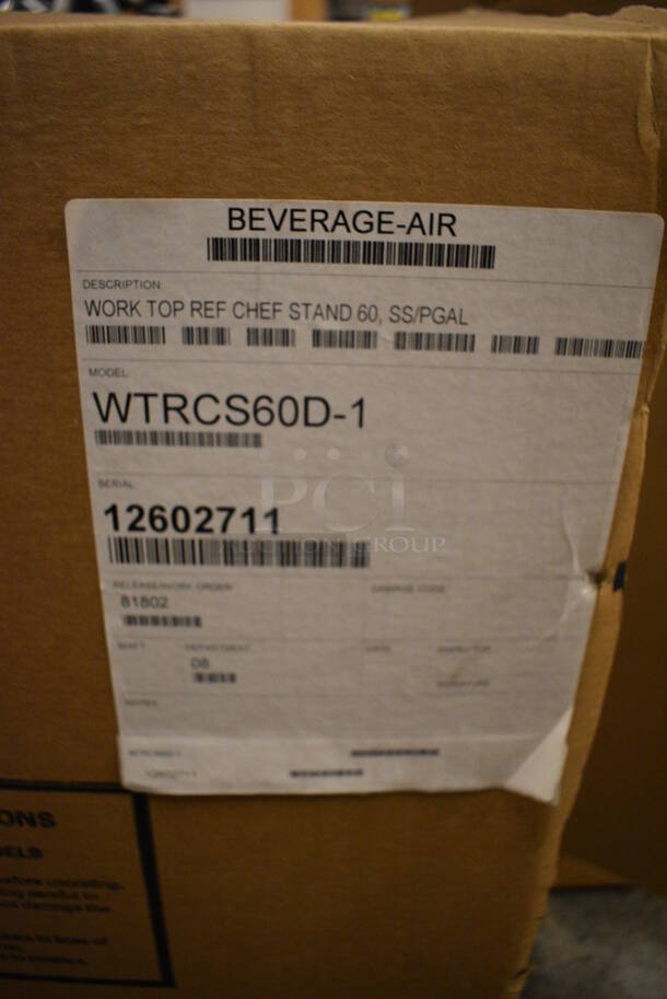 BRAND NEW! Beverage Air Model WTRCS60D-1 Stainless Steel Commercial 2 Drawer Chef Base. 115 Volts, 1 Phase. 60x32x21. Tested and Working! - Image 7 of 7